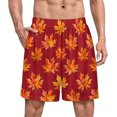 thumbnail image 1 of NICKSUN Shorts de Pyjama Amusants pour Hommes, Bas de Pyjama Courts Doux avec Poches, Feuilles d'Érable Rouges d'Automne, P, 1 of 6