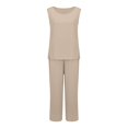 thumbnail image 6 of MSJUHEG Summer Work Outfits for Women Travel Outfits for Women Summer Pants Sets Women 2 Piece Outfits 2 Piece Outfits 2025 Travel Outfits for Women 2 Piece Sets Beige L, 6 of 9