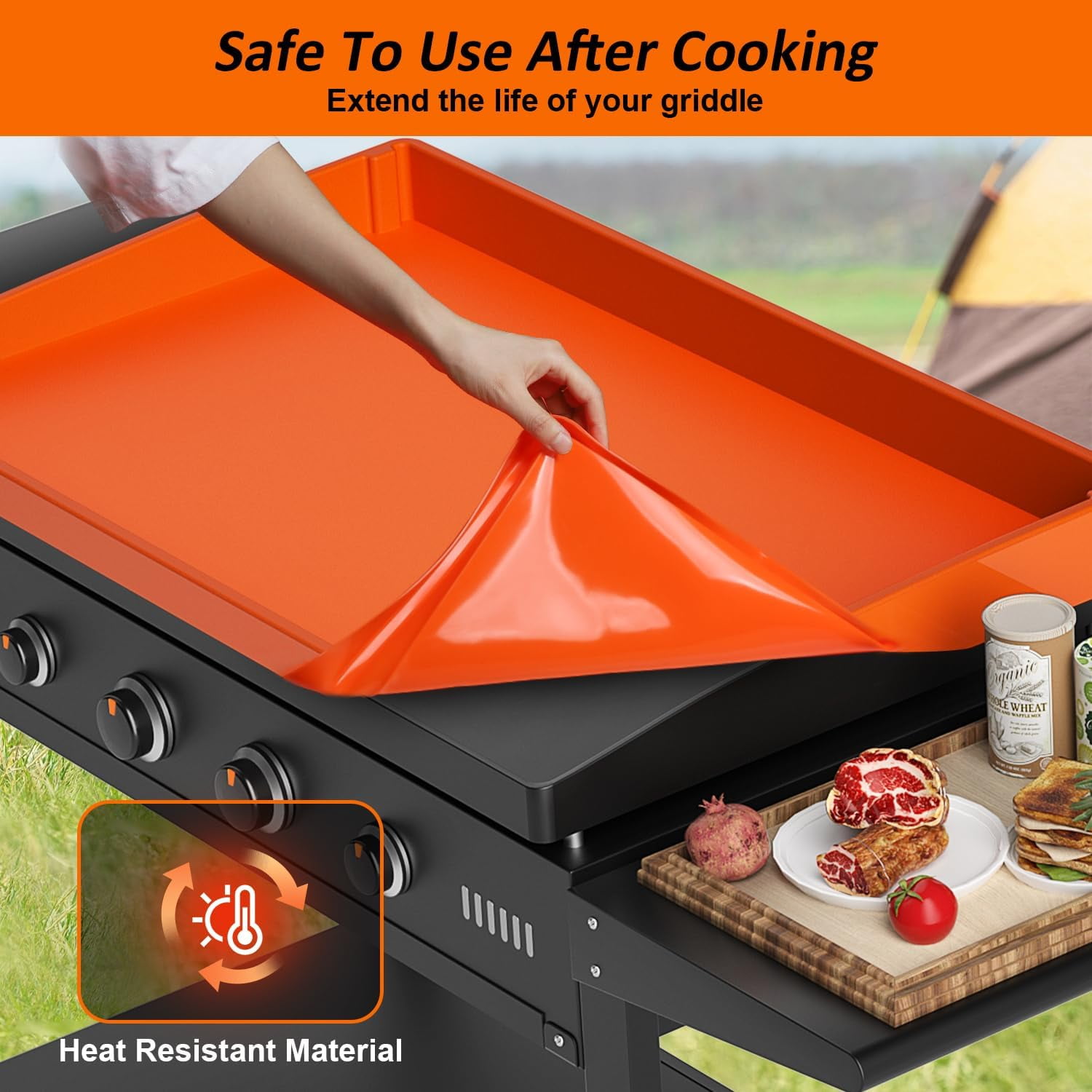 36" Silicone Griddle Mat, Upgrade Full-Edge Top Covers for Blackstone, Seasoning Cooking Protective Cover, Reusable and Durable