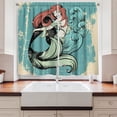thumbnail image 2 of Ambesonne Vintage Mermaid Kitchen Curtains, Grunge Retro Girl, 55"x45", Cadet Blue Multicolor, 2 of 3