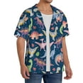 thumbnail image 2 of Gukieu Dinosaur Print Men's Short-sleeved Shirts, Button-down Pocket Shirts, T-shirts, Beach Vacation Travel Summer Clothing-Small, 2 of 5
