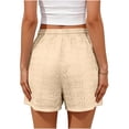 thumbnail image 6 of Eyelet Shorts for Women Summer Casual Elastic High Waisted Lounge Shorts with Pockets Comfy Beach Vacation Clothes, #03 Beige, XXL, 6 of 8