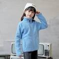 thumbnail image 3 of Edvintorg Fleece Coat for Kids Girls Fall Winter Solid Color Plus Fleece Pockets Jackets Long Sleeve 6-13Years Kids Teenage Cotton Children Outerwear with Zipper, 3 of 6