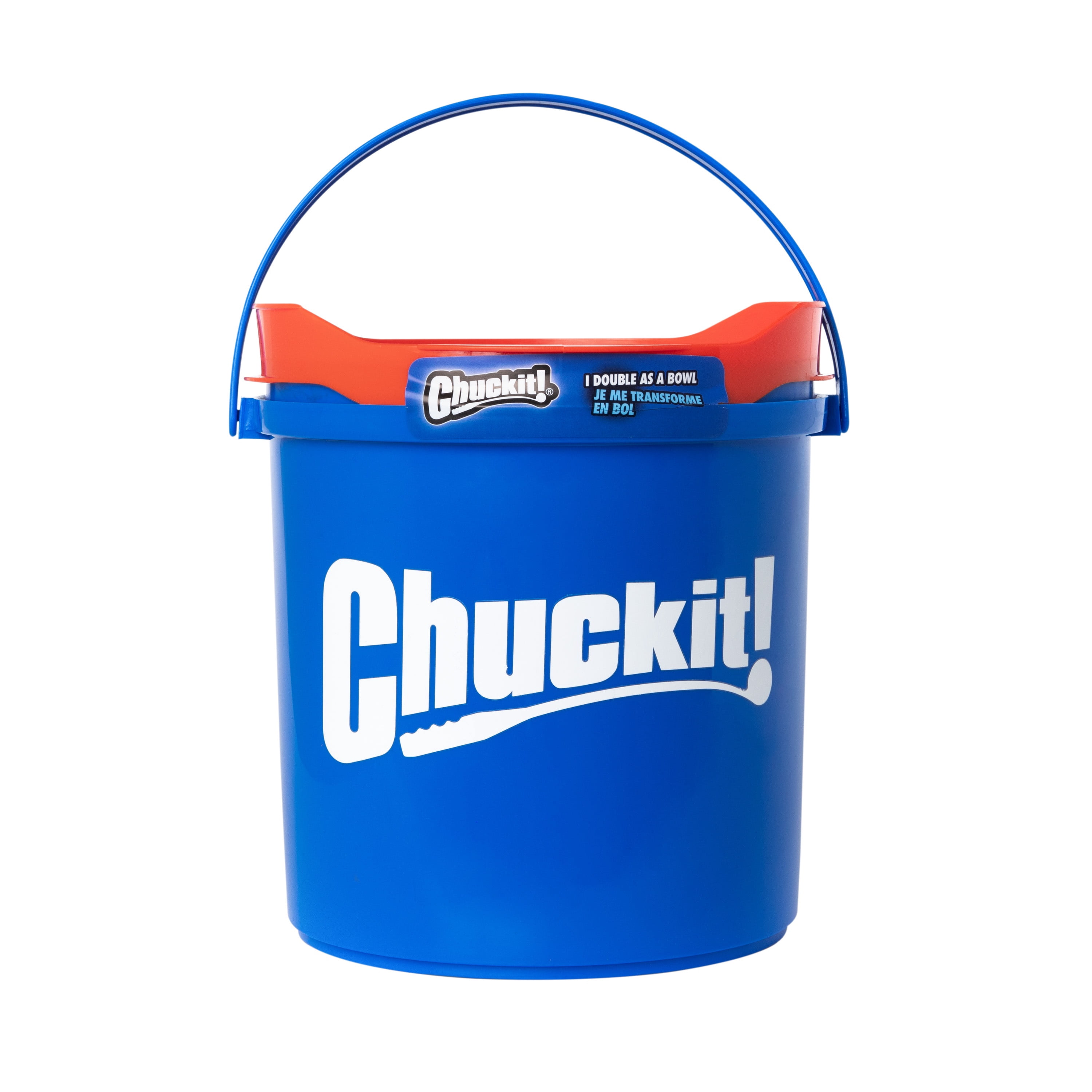 Chuckit! Bucket with Tennis Dog Balls Fetch Toy for Dogs, Comes with 8-Pack Medium 2.5" Tennis Balls for Easy Carry and Clean