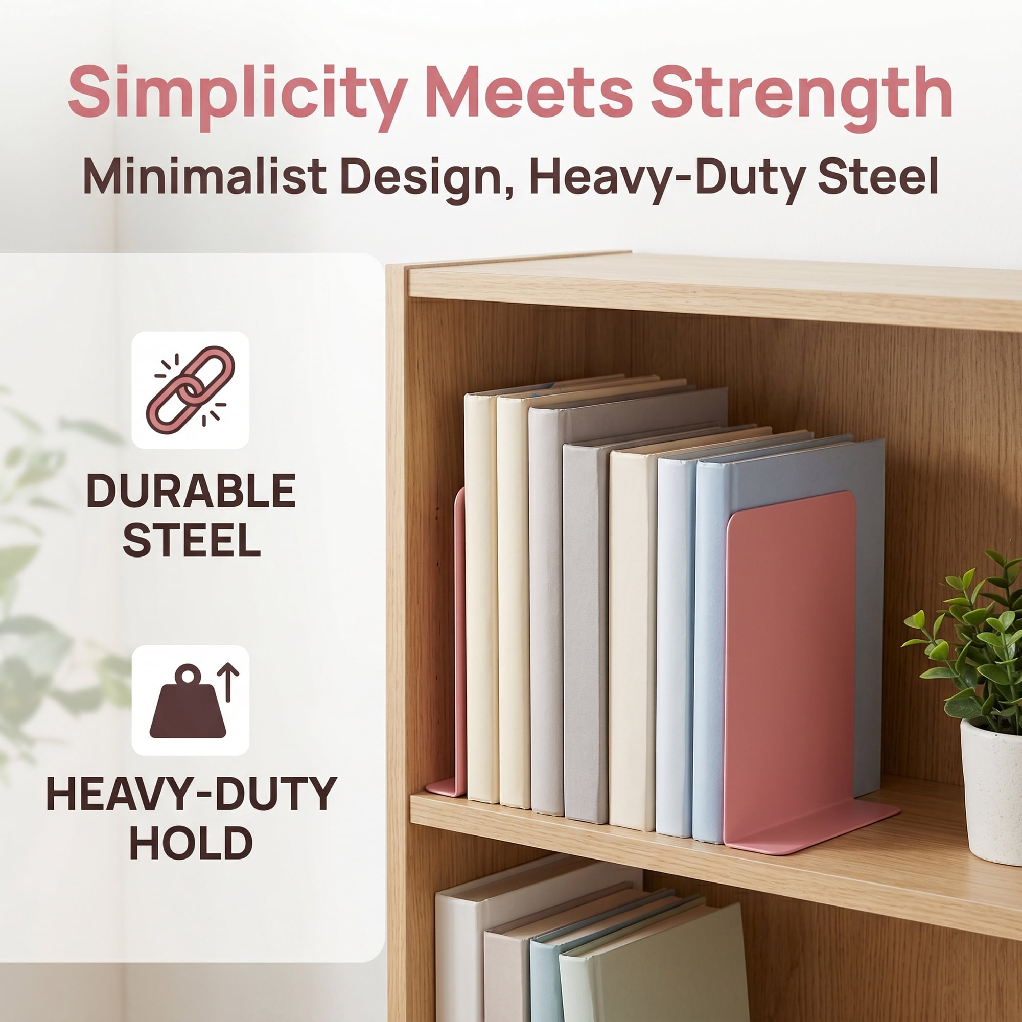 Unique Bargains Expandable L-Shaped Bookends with Compartments Home 2 Pcs Taoyao Pink 5"L x 3.2"W x 6.6"H