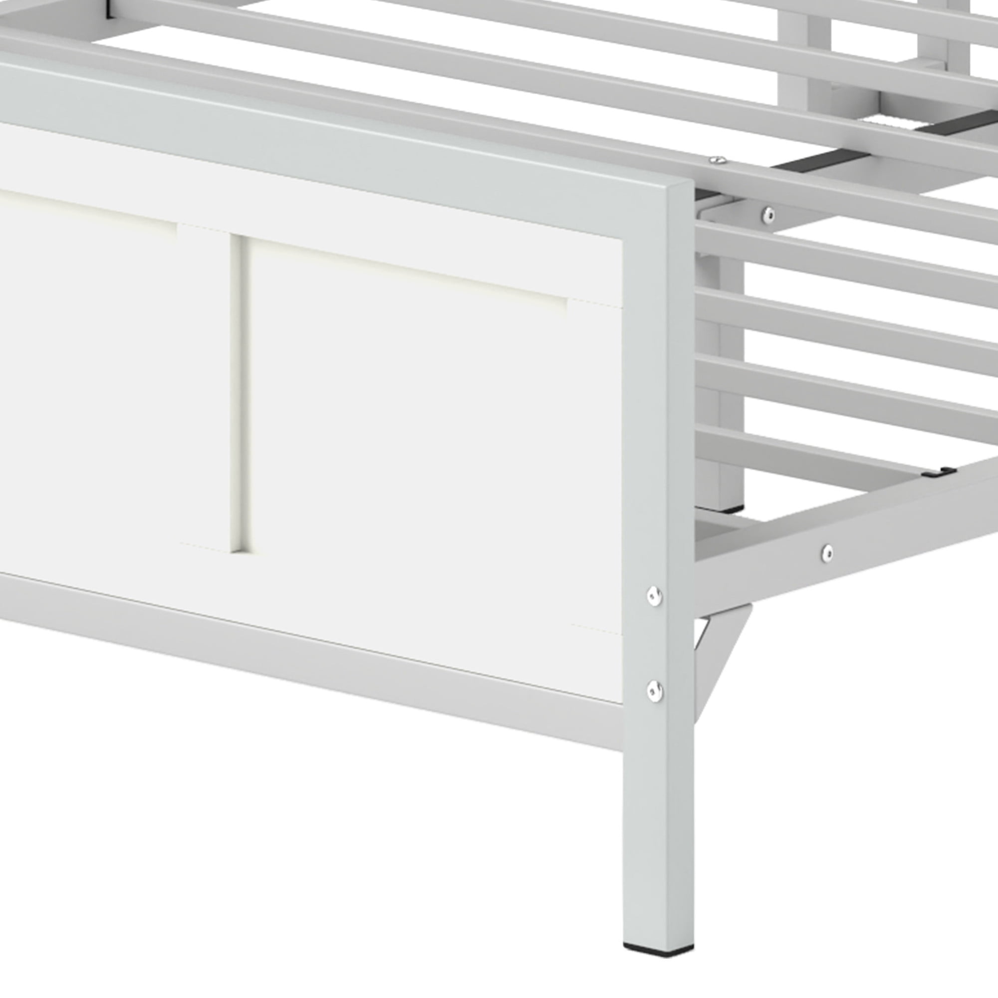 ModFusion Queen Size Bed Frame with Grid Barn Door Headboard Storage, LED Light Strip & USB Ports, White