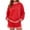 Red, variant on Women's 2 Piece Outfits Sweatshirt and Shorts Sets Long Sleeve Crew Neck Lounge Matching Sets with Pockets Plaid Trim Casual Pajama Set White