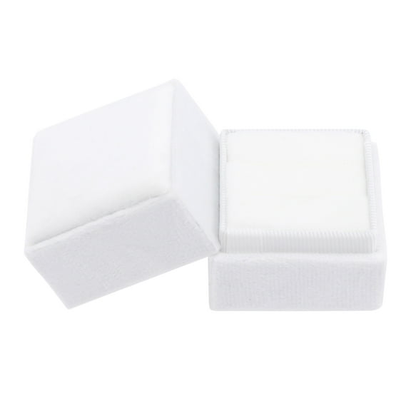 Unique Bargains Velvet Square Ring Box Storage for Proposal White