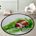 thumbnail image 3 of Coolnut Round Rugs for Living Room, Pattern Design With Rugby Ball Non-Slip Coral Velvet Long Runner Rugs, Washable Water Absorbent Mat Carpet for Bedroom Kitchen Kids Room, 3 of 6