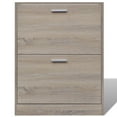 thumbnail image 4 of vidaXL 2-Tier Shoe Cabinet Storage Wooden Cupboard Footwear Stand Oak/White, 4 of 6