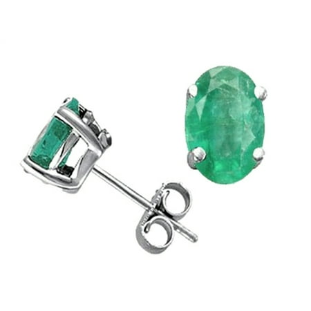 Tommaso Design Oval 7x5mm Genuine Emerald Earrings Studs In 14 Kt Tommaso Design Oval 7x5mm Genuine Emerald Earrings Studs In 14 Kt White Gold