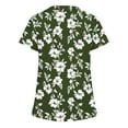 thumbnail image 4 of Idoravan Women Short Sleeve Tunic Blouse Women's Scrub Tops Women Casual Fashion Floral Printed Short Sleeve V-Neck Pocket Work Tops White XXL, 4 of 5