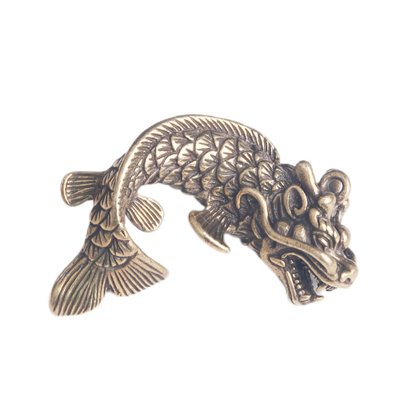 Frogued Artistic Key Charm Sophisticated Texture Copper Vividly Engraved 3D  Dragon Fish Ornament for Home