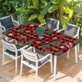 thumbnail image 2 of Christmas Table Cloths for 3 Foot Rectangle Tables, Pine Tree Gold White Snowflake Red Black Plaid Patio Waterproof Elastic Fitted Tablecloths, Washable Rectangular Table Cover for Camping, 2 of 8