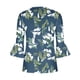 thumbnail image 4 of Blusa de verano para mujer con estampado de pliegues sexy y mangas 3/4 con cuello en V y botones OAVQHLG3B Store  lin121212, 4 of 5