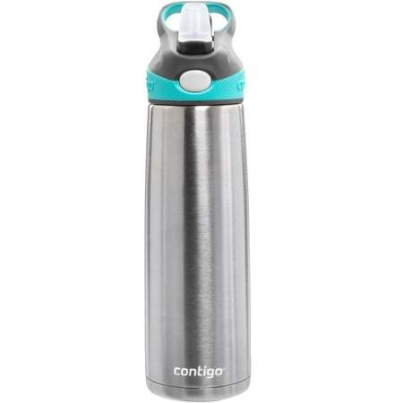 Contigo Autospout Straw Sheffield Stainless Steel Water Bottle with Vacuum Insulation - Ideal for Outdoor Lifestyles, Travel, Gym - BPA-Free, Carry Handle & Spout Cover, 20oz -