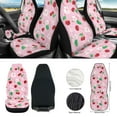 thumbnail image 2 of Jeiento Pink Cherry 12 PCS Front Car Seat Cover Set with Steering Wheel Cover Seat Belt Strap Protector Armrest Pad Cup Holder Floral Trash Bag Air Vent Pocket Rear View Mirror Cover Keychain, 2 of 9