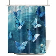 Shower Curtains for Bathroom-72"x84",Ocean Butterfly Nature Coastal Hawaii Waterproof Bath Curtain Grommet Shower Curtain Set with Hooks,Summer Sea Wave Beach Washable Bath Accessories