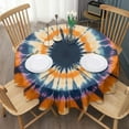 thumbnail image 3 of Orange Purple Blue Tie Dye Mandala Pattern Round Tablecloth 60"x60",Wrinkle Wipeable Table Cloth for Kitchen Dining Room Picnic Patio Party, 3 of 6