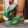 thumbnail image 4 of Wedge Sandals for Womens Open Toe Adjustable Strap Orthopedic Walking Shoes Comfy Arch Support Slingback 2026 Summer Beach Vacation Footwear Green Size 6.5, 4 of 6