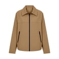 thumbnail image 6 of TEAJOPSUU Women's Collared Zip Up Jackets Long Sleeve Jackets with Side Zipper Pockets Loose Fit Casual Fall Jackets Blouses Khaki, 6 of 6