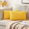 thumbnail image 1 of Paquete de 2 fundas de almohada de pana de 30 x 50 cm, fundas de almohada lumbar de color amarillo dorado para sofá, dormitorio o sillón., 1 of 5