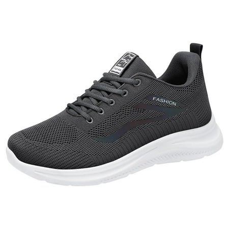8QIDA Men Sneakers Wide Men Flyweaving Mesh Sports Casual Socks Shoes Breathable Plus Size Lightweight Running Shoes Sneakers Casual Shoes Z20240824-B-Grey 41