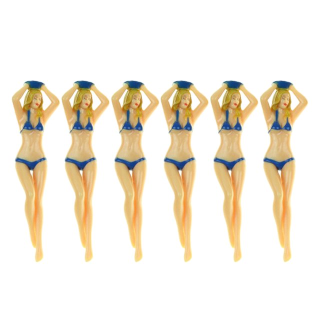 fastboy Pack de 6 Tees de Golf Femmes Sexy en Forme de Support de Balle Réutilisable Formation Professionnelle Pratiquant des Cadeaux en Plastique Pièces Driver Club Bleu