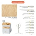 thumbnail image 2 of Beautiful 14-Piece White & Gold Knife Block Set with 11x14 Herringbone Wood Cutting Board by Drew Barrymore, 2 of 13
