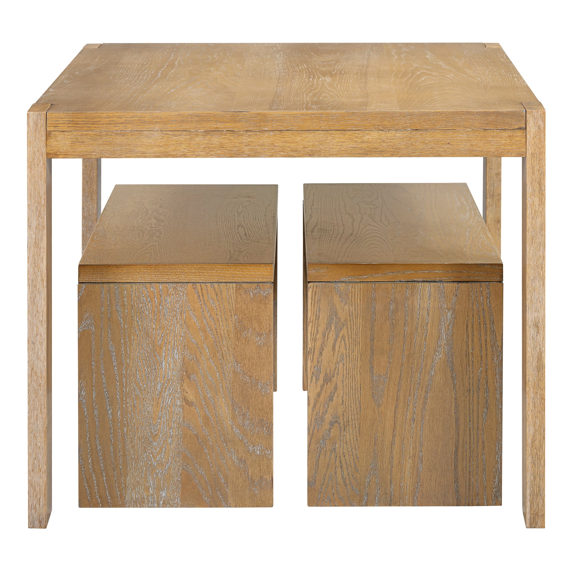 EUROCO 3-Piece Dining Table Set for 4, 60" Wood Kitchen Room Table Set with 2 Benches,Space-Saving Design for Apartment, Small Space and Breakfast Nook,Natural