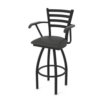 415 Jackie with Arms 25" Swivel Counter Stool with Black Wrinkle Finish and Canter Iron Seat