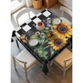thumbnail image 2 of Sunflower Suqare Tablecloth - 60 x 60 Inch, Summer Botanical Floral Vintage Black Plaid Waterproof & StainResistant Tablecloth, Washable Oil-proof Table Cover for Dining/Party/Wedding/Camping/Buffet, 2 of 9