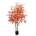 thumbnail image 4 of Arbre d'Érable Artificiel Réaliste pour la Déco de la Maison – Faux Érable d'Automne de 5 Pi de Hauteur avec Feuilles Rouges Réalistes, Plante BrandX Décorative dans un Pot Noir pour Intérieur Extérieur Automne, Action de Grâce – Double Poteau 150 cm, 4 of 7