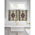 thumbnail image 2 of Half Window Curtain 36 Inches Long, Brown Southwest Window Treatment Curtain Drapes, Ethnic Boho Tribal Vintage Geometric Small Tier Curtains for Bathroom Over Sink, 27.5"x36", 2 Panels, 2 of 7