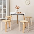 thumbnail image 3 of Gymax 4 Set Square Backless Stools w/ Rounded Corners & Anti-slip Felt Mats Wooden, 3 of 10