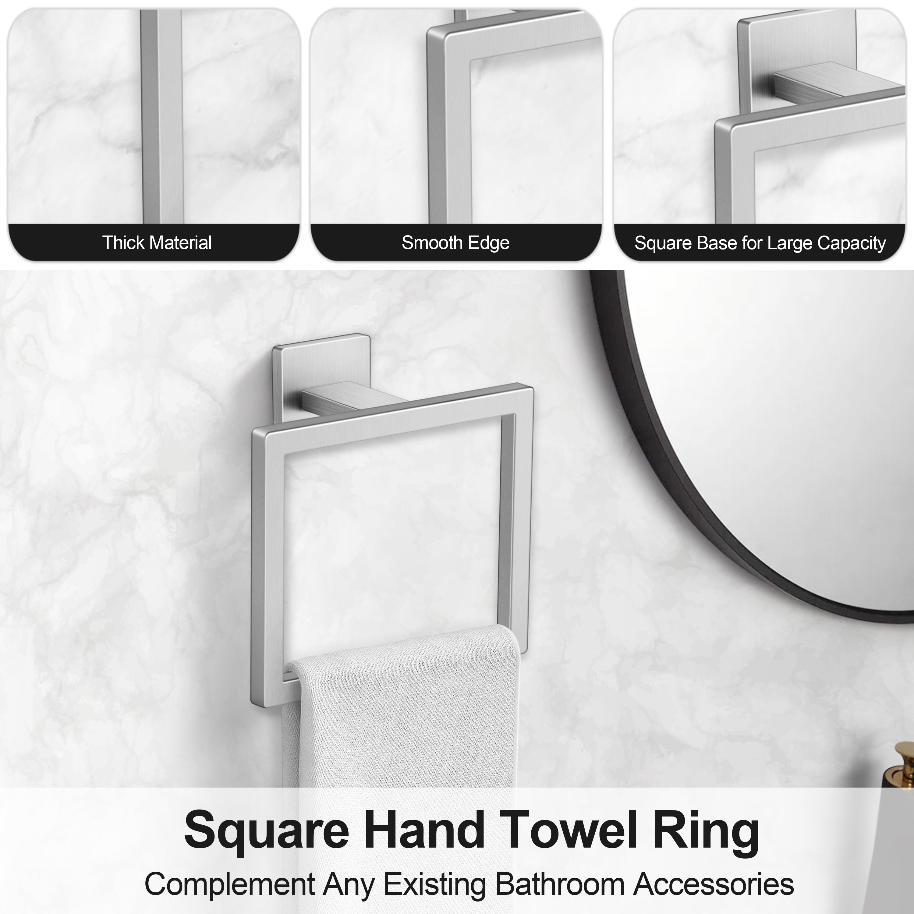 Coliware 5 Pieces Bathroom Hardware Set, Wall Mounted Stainless Steel Bathroom Accessories Kit Includes Towel Bar, Toilet Paper Holder, Towel Ring, Robe Hooks, Bathroom Towel Bar Holder Sets