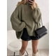 thumbnail image 4 of Suéteres de Cuello Alto de Gran Tamaño para Mujer, Jerseys de Punto Grueso de Larga, Ropa de Moda de Invierno, Otoño Verde L, 4 of 9