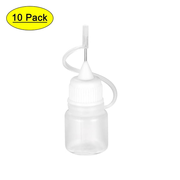 Uxcell Needle Tip Bottle Precision Plastic Applicator 3ml with White Cap, 10 Count