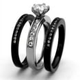 thumbnail image 4 of Luxe Jewelry Designs 3-Piece Women's Two Tone Black IP Stainless Steel Wedding Ring Set with CZ,, 4 of 4