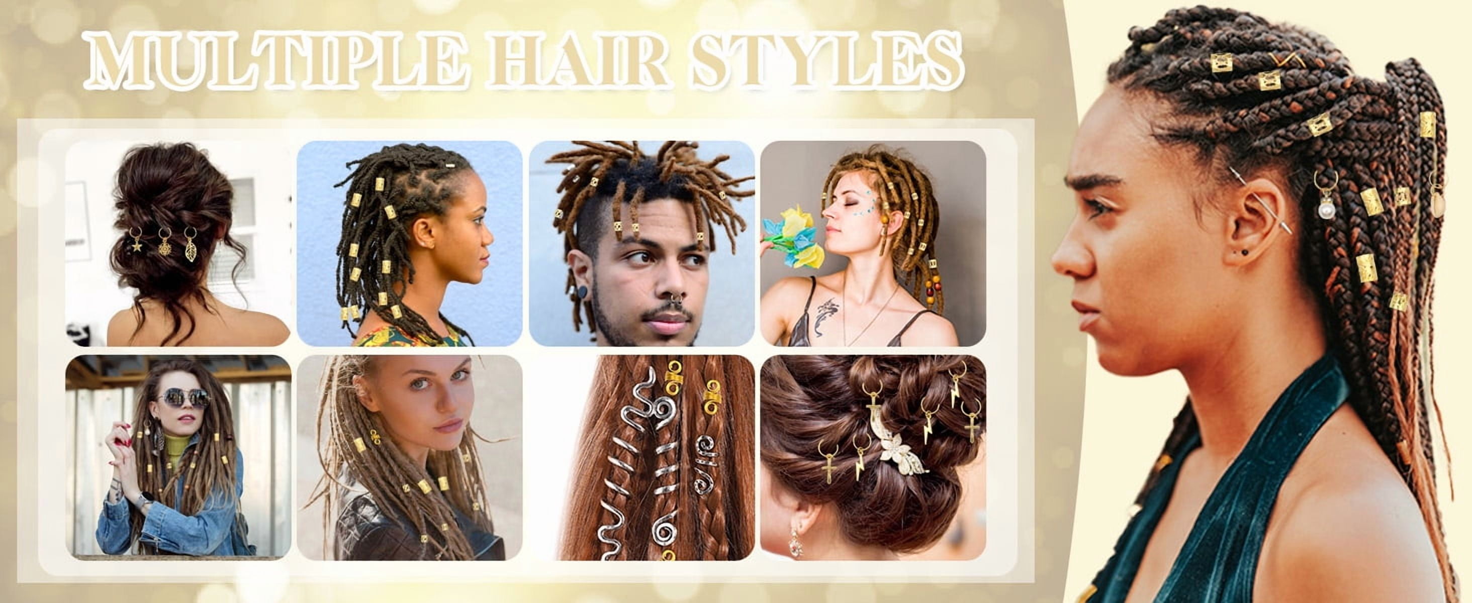 ZYNERY Hair Braid Rings Hair Cuffs Set, 150 Pieces Metal Hair Jewelry Pendant Rings Charm Hair Clip Braiding Circle, Dreadlocks Hair Accessories/Decoration for Woman and Man (Gold & Silver)