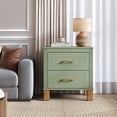 thumbnail image 5 of Leumius Nightstand for Bedroom,Wood Bedside Table with 2 Drawer & Solid Wood Legs,Small Storage Cabinet for Living Room,Green, 5 of 7