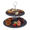 thumbnail image 1 of Expositor de 2 niveles, pizarra, tartas, aperitivos, fruta, mango de metal, 23 x 25 cm, color antracita/plata, 1 unidad, 1 of 8