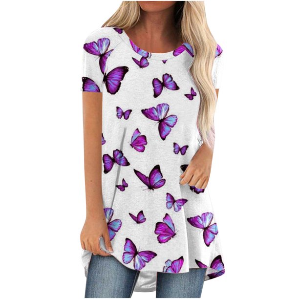 Women's Casual Loose Flowy Tunic Top for Leggings Clearance Summer Tops Woman Work Blouses