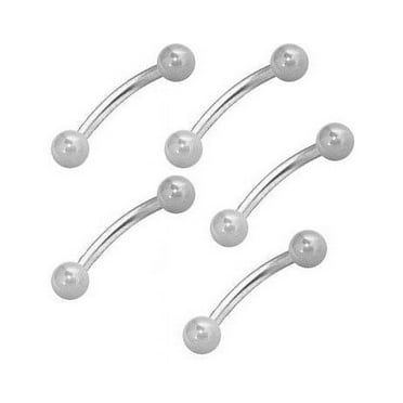 Eyebrow Ring Curved Barbell 5pc 316L Surgical Steel 16G 8mm Rook Daith Bridge