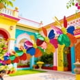 thumbnail image 4 of Gradient Plastic Windmill String Garland For Outdoor Hanging, Multicolor Decorative Streamer With Wind Spinners, Lightweight Durable Nylon For Parties Scenic Areas Backdrop, Independence Day Ready, 4 of 6
