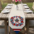 thumbnail image 6 of Patriotic American Flag Table Runner Linen Burlap Table Runner 70 Inches Long Blue Red Flowers Wreath Retro Beige Dresser Scarves for Kitchen Island Coffee Dining Room Party Wedding Decor 13"x70", 6 of 8
