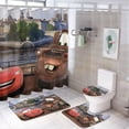 thumbnail image 2 of 4 Piece Cartoon Cars Fabric Shower Curtain Set, Anime Cute Shower Curtain and Rug Set for Bathroom, Toilet Lid Cover and Bath Mat with 12 Hooks Curtain Set Decor 48x72 in, 2 of 16