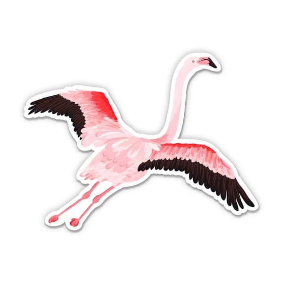Flamingo Flying Wings Pretty - 3" Vinyl Sticker - For Car Laptop I-Pad Phone Helmet Hard Hat - Waterproof Decal