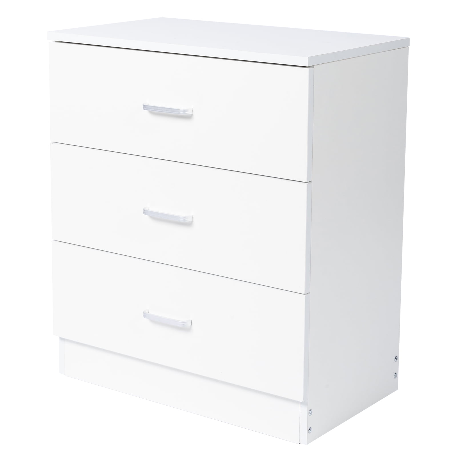 3-Drawer Tall Cabinet Particleboard Bedside Table with Textured Melamine Finish, White