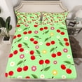 thumbnail image 2 of jejeloiu Kawaii Cherry Full Size Sheets,Cute Daisy Flower Bed Sheets,Green Red Sheet Sets For Children,Breathable Home Decor,4 Pieces, 2 of 7